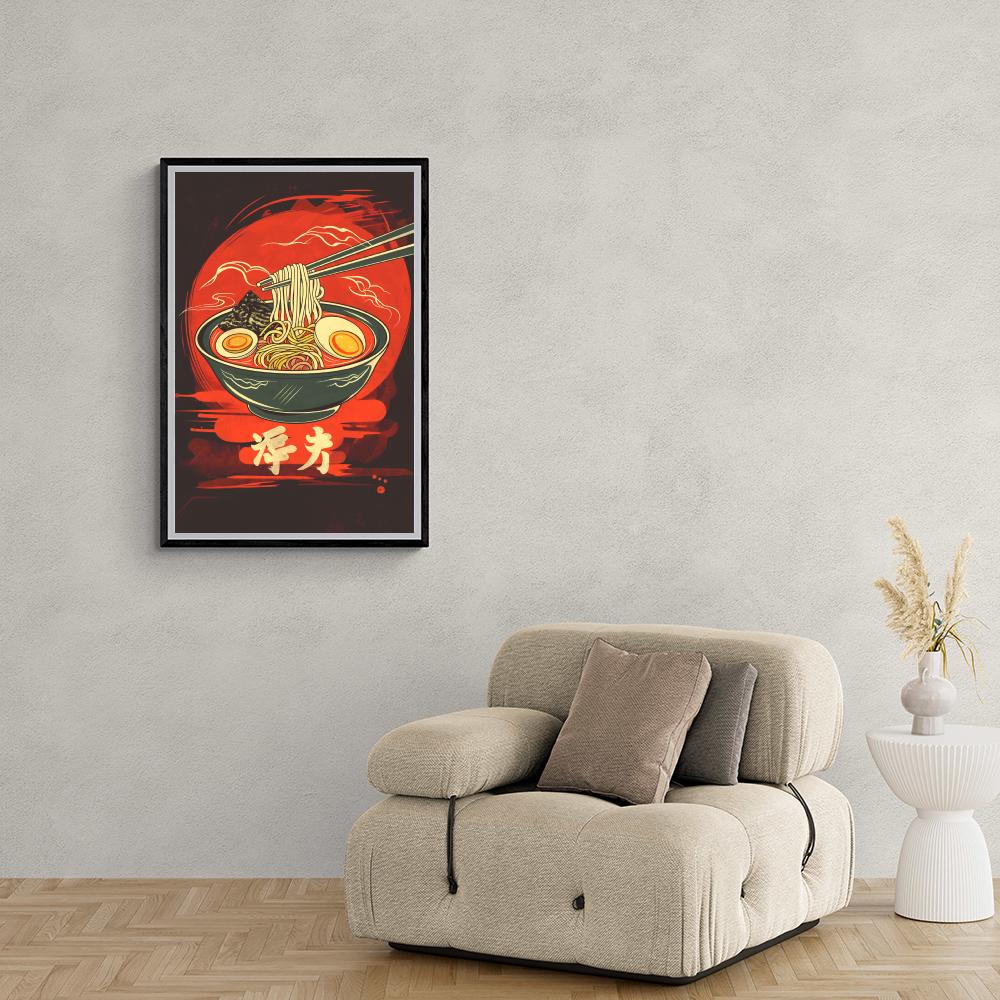 Ramen Retro Rojo en un interior