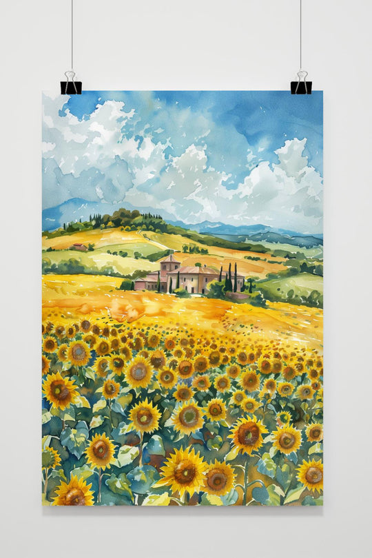 Sunflower Field Watercolor