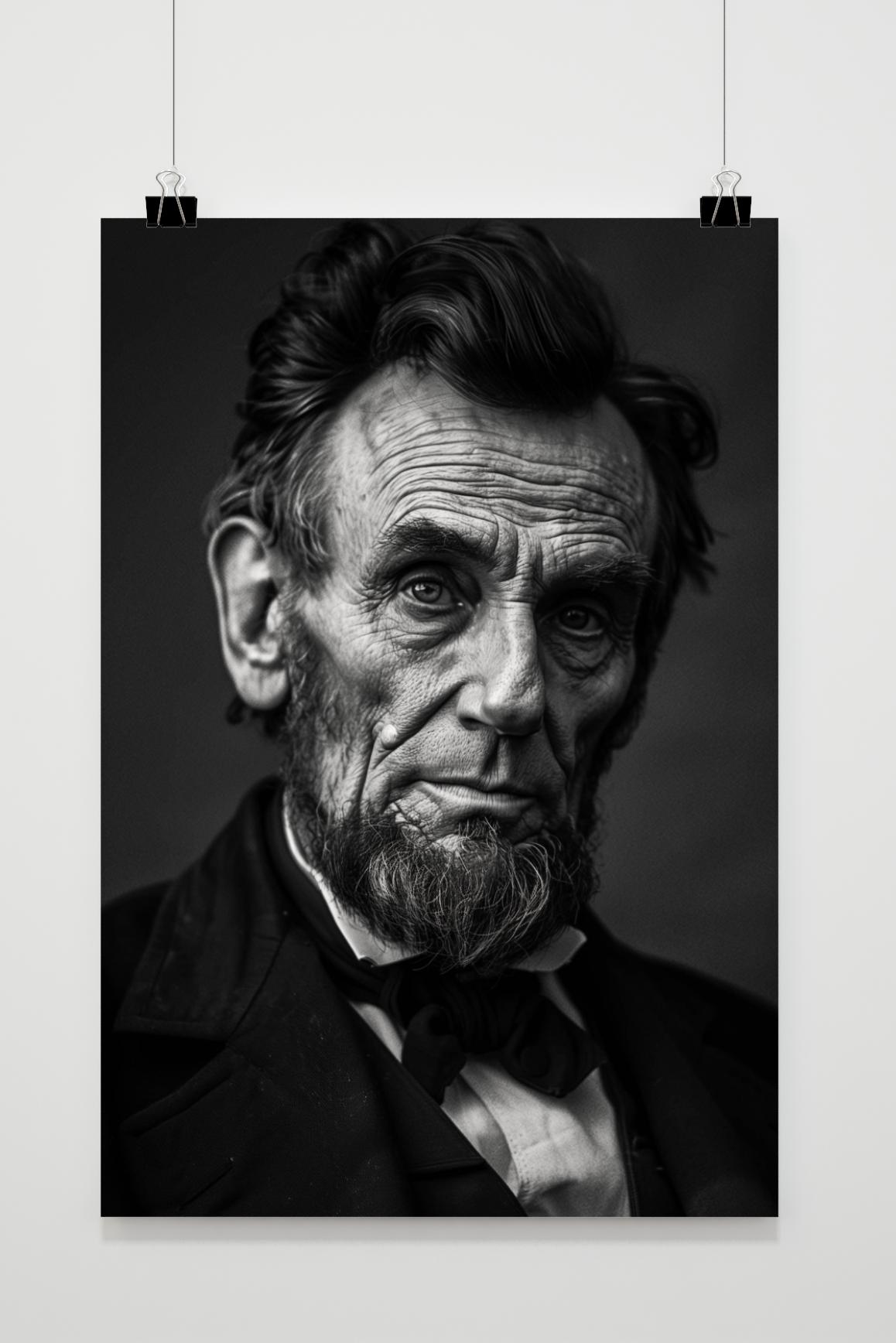 Affiche Abraham Lincoln Noir et Blanc de 25 Artstreet