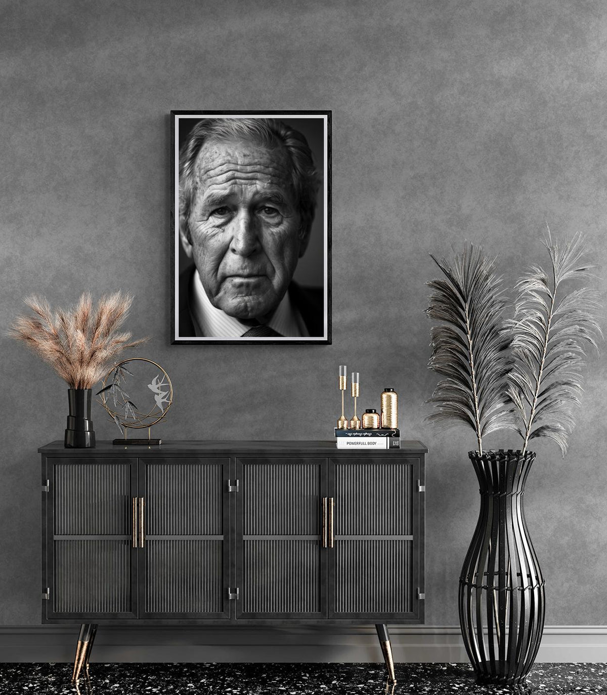 George W. Bush Noir et Blanc dans un intérieur