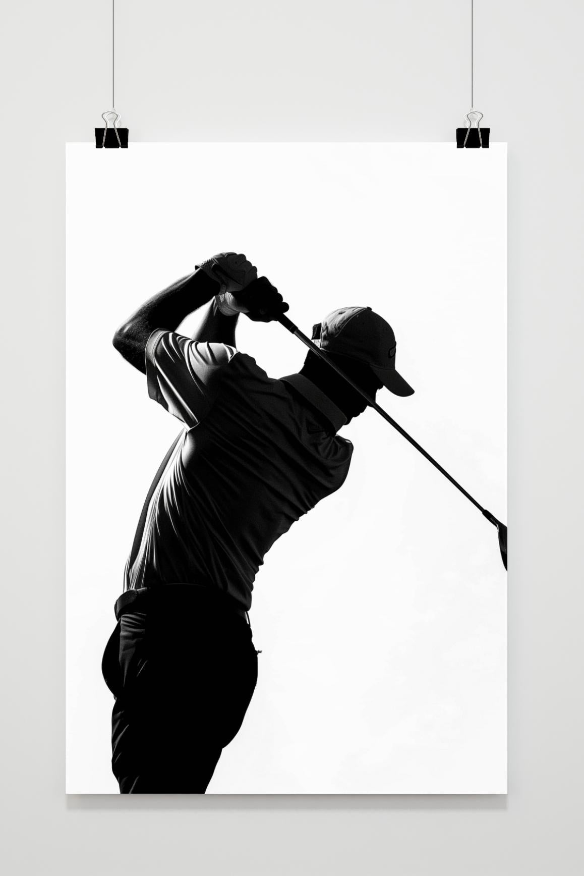 Affiche Silhouette de Golfeur Noir et Blanc de 25 Artstreet
