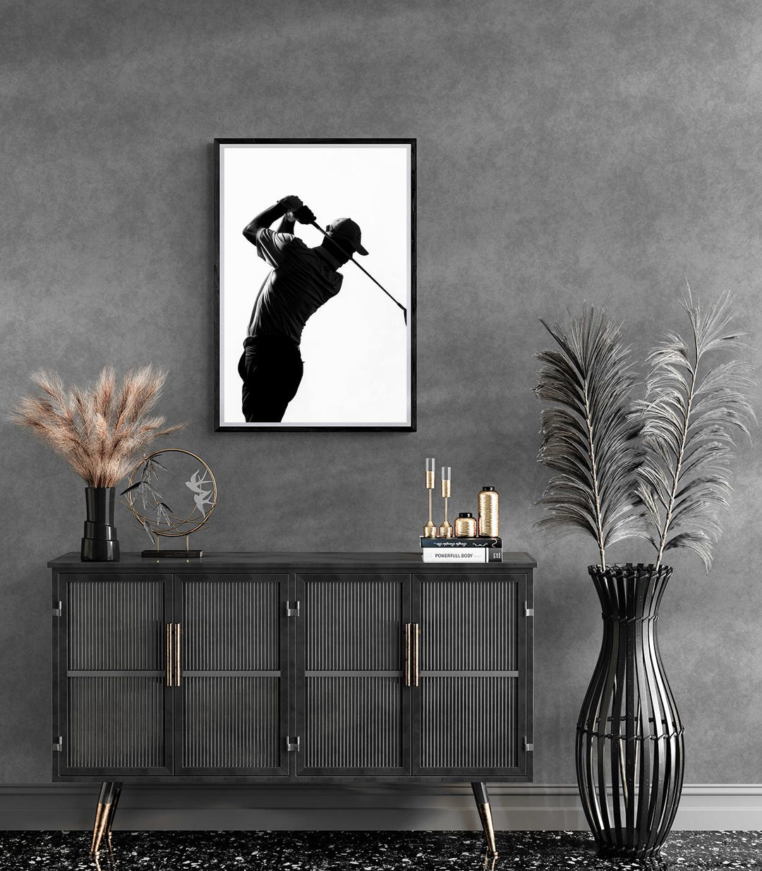 Golfer Silhouette Black White