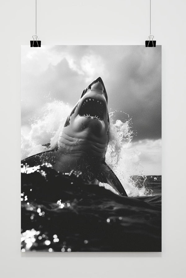 Póster Tiburón Blanco y Negro