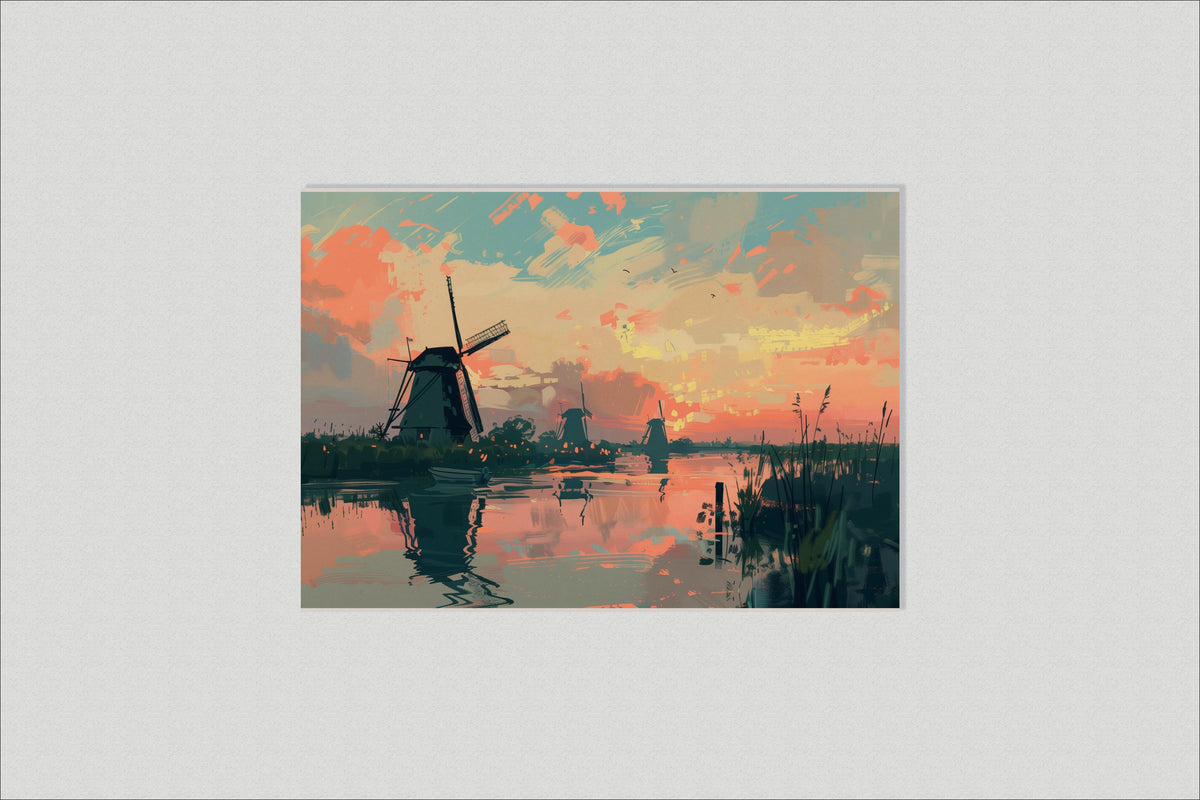 Moulins à Vent Aquarelle dans un intérieur