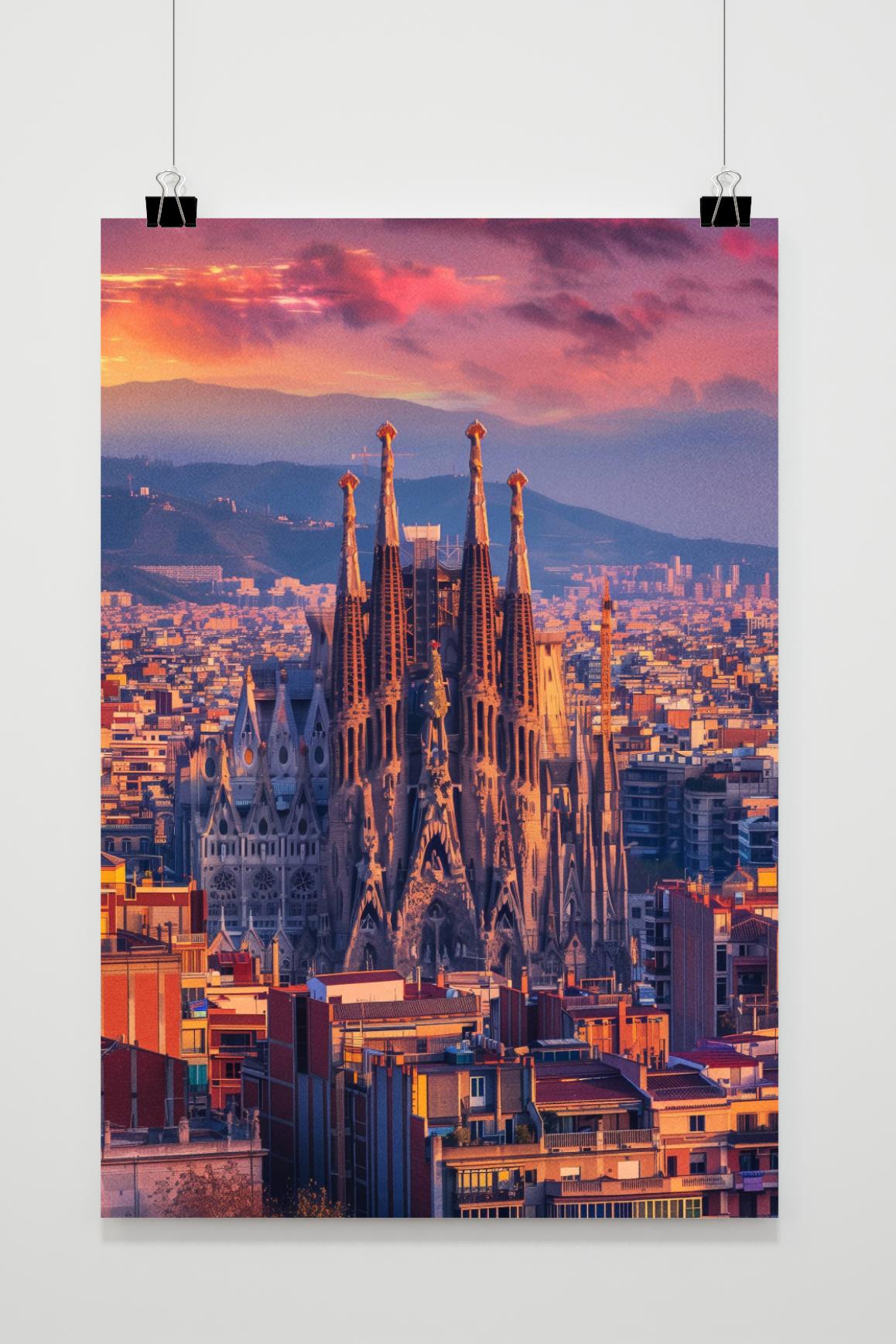 Affiche Skyline de Barcelone de 25 Artstreet