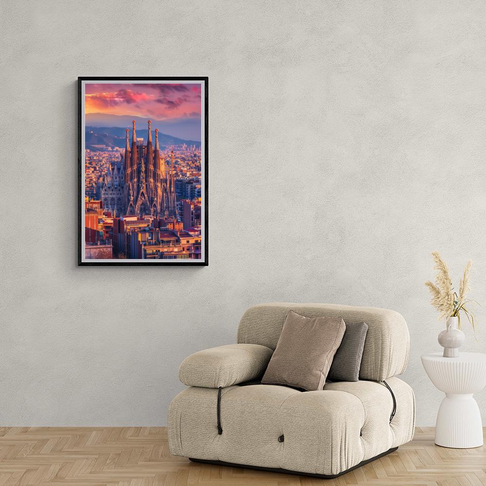 Skyline de Barcelone dans un intérieur