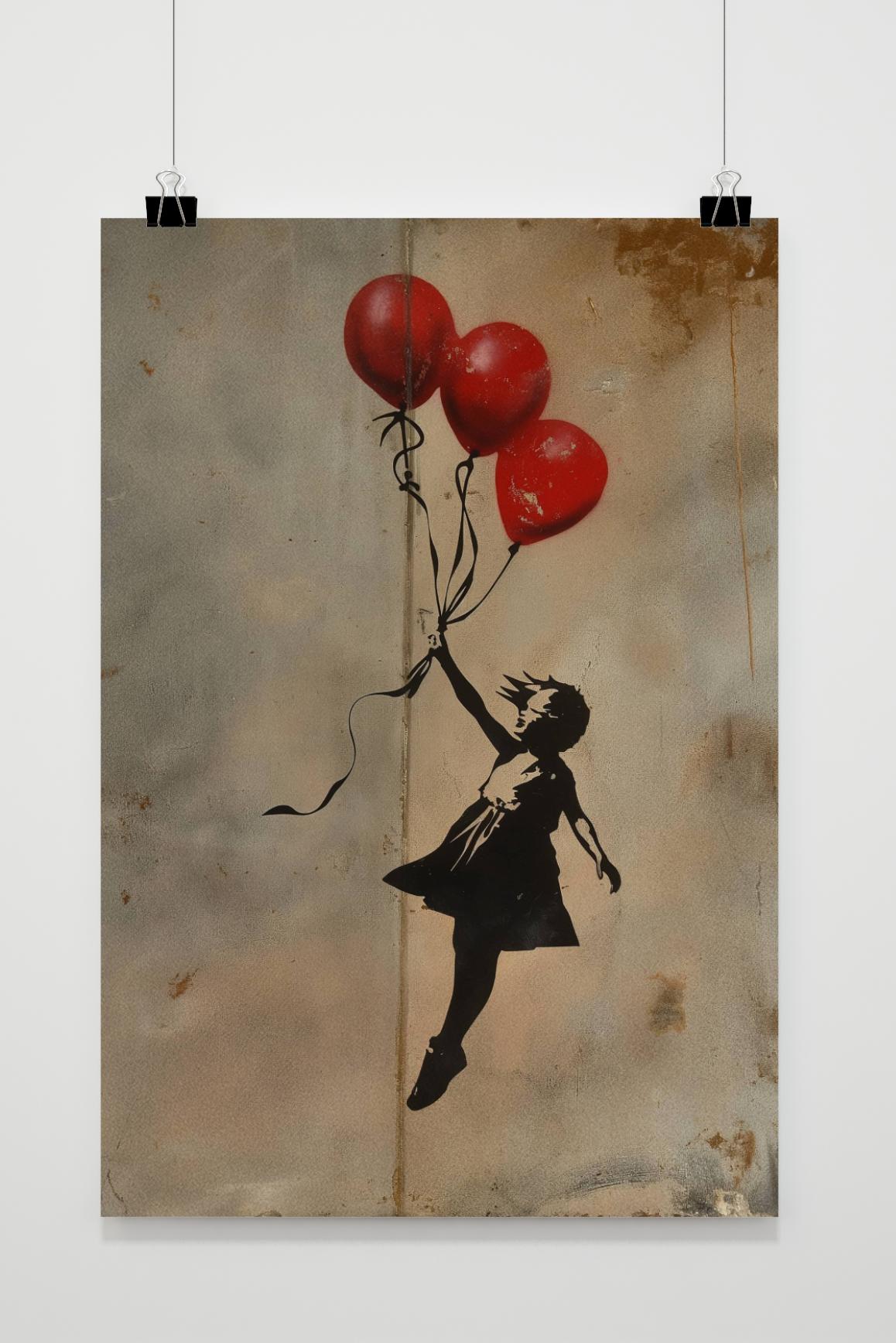 Affiche Banksy Trois Ballons de 25 Artstreet