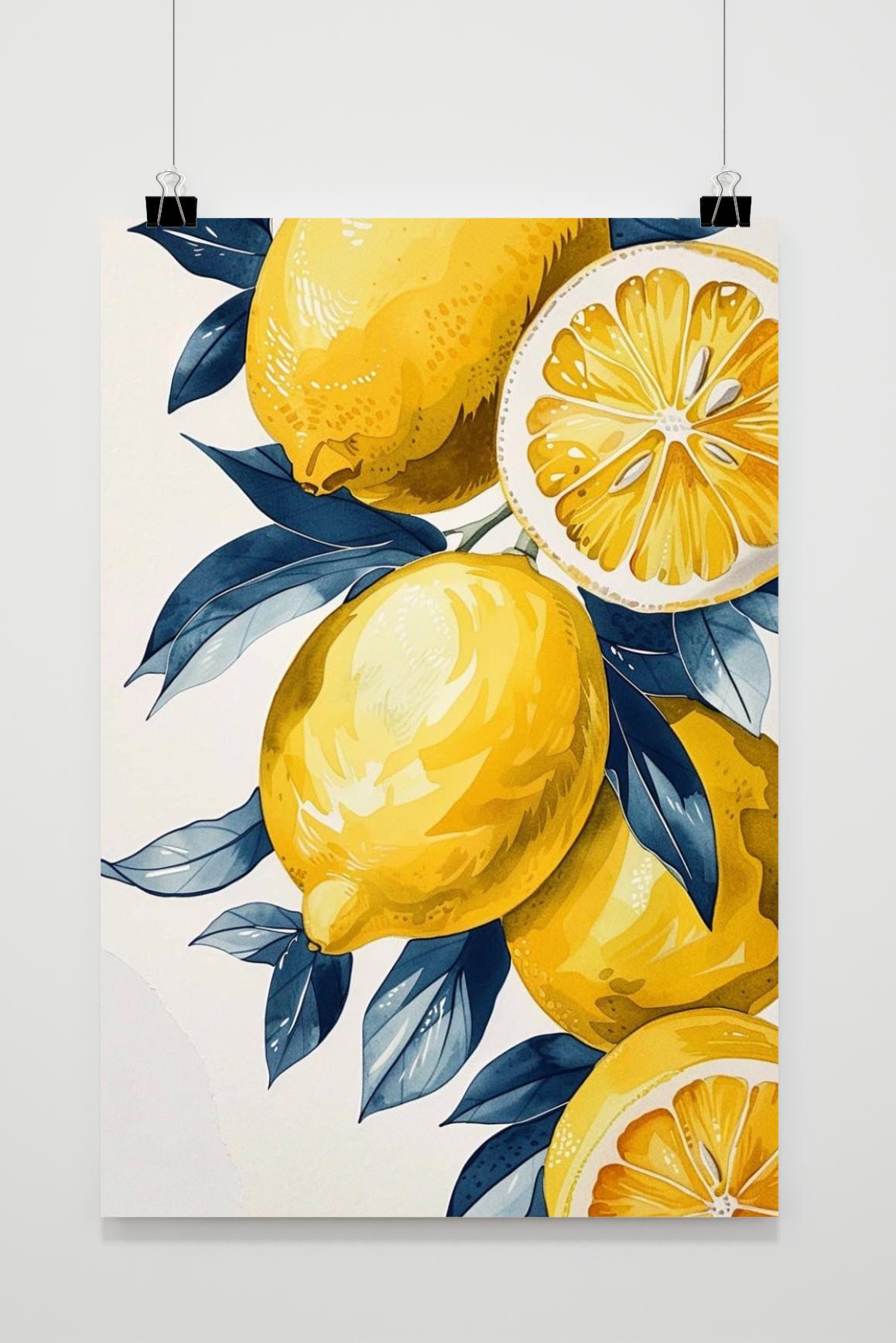 Affiche Citrons Aquarelle de 25 Artstreet