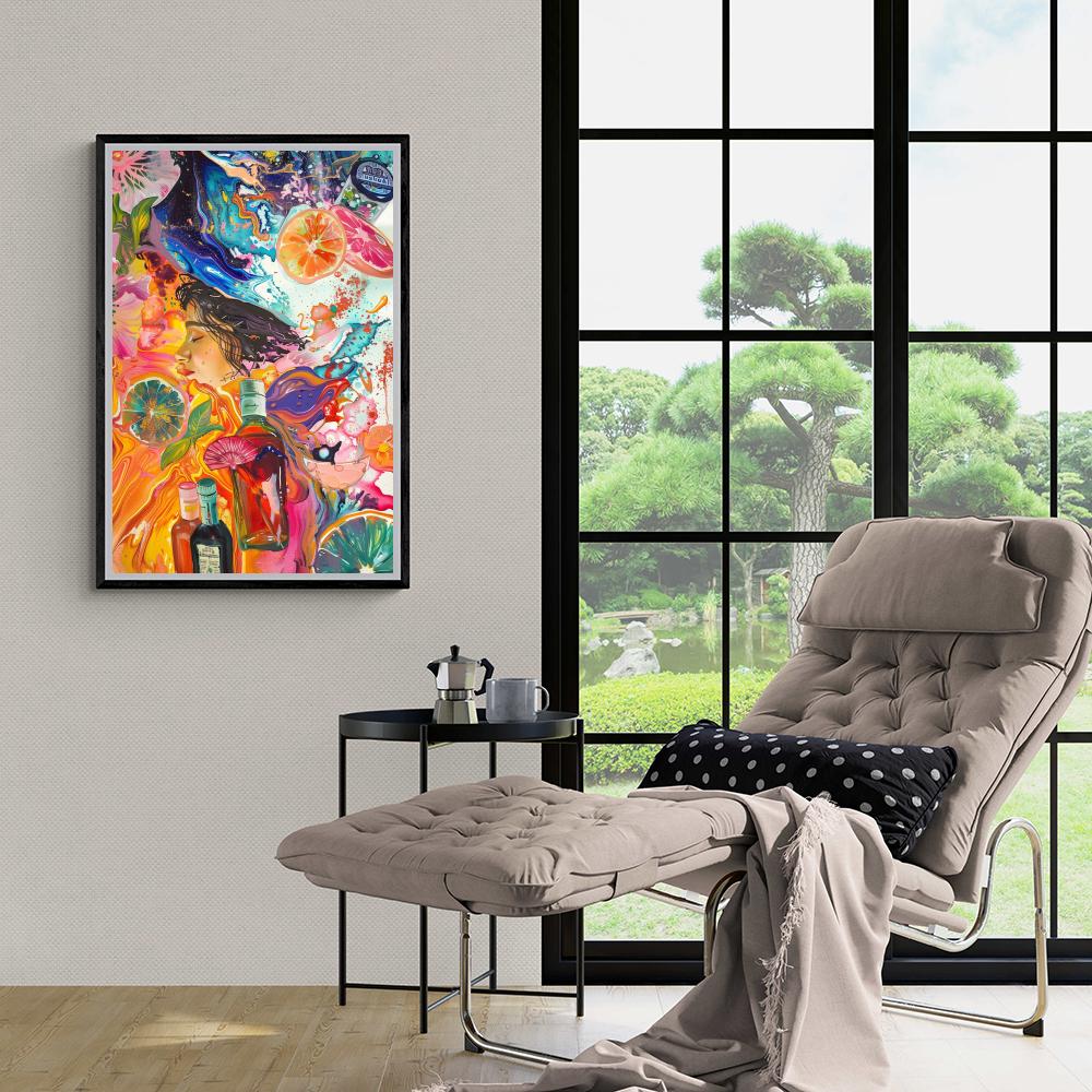 Bouteilles Citrus dans un intérieur