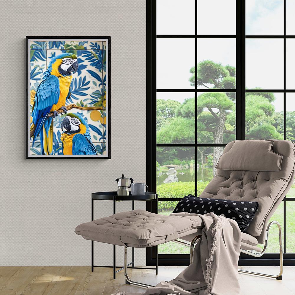 Perroquets dans un intérieur