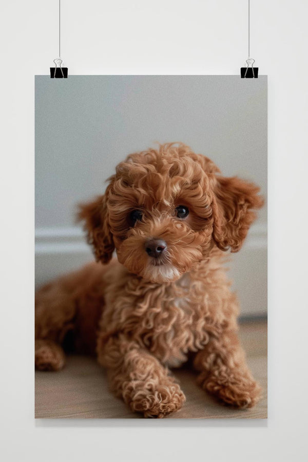 Póster Caniche Marrón Cachorro