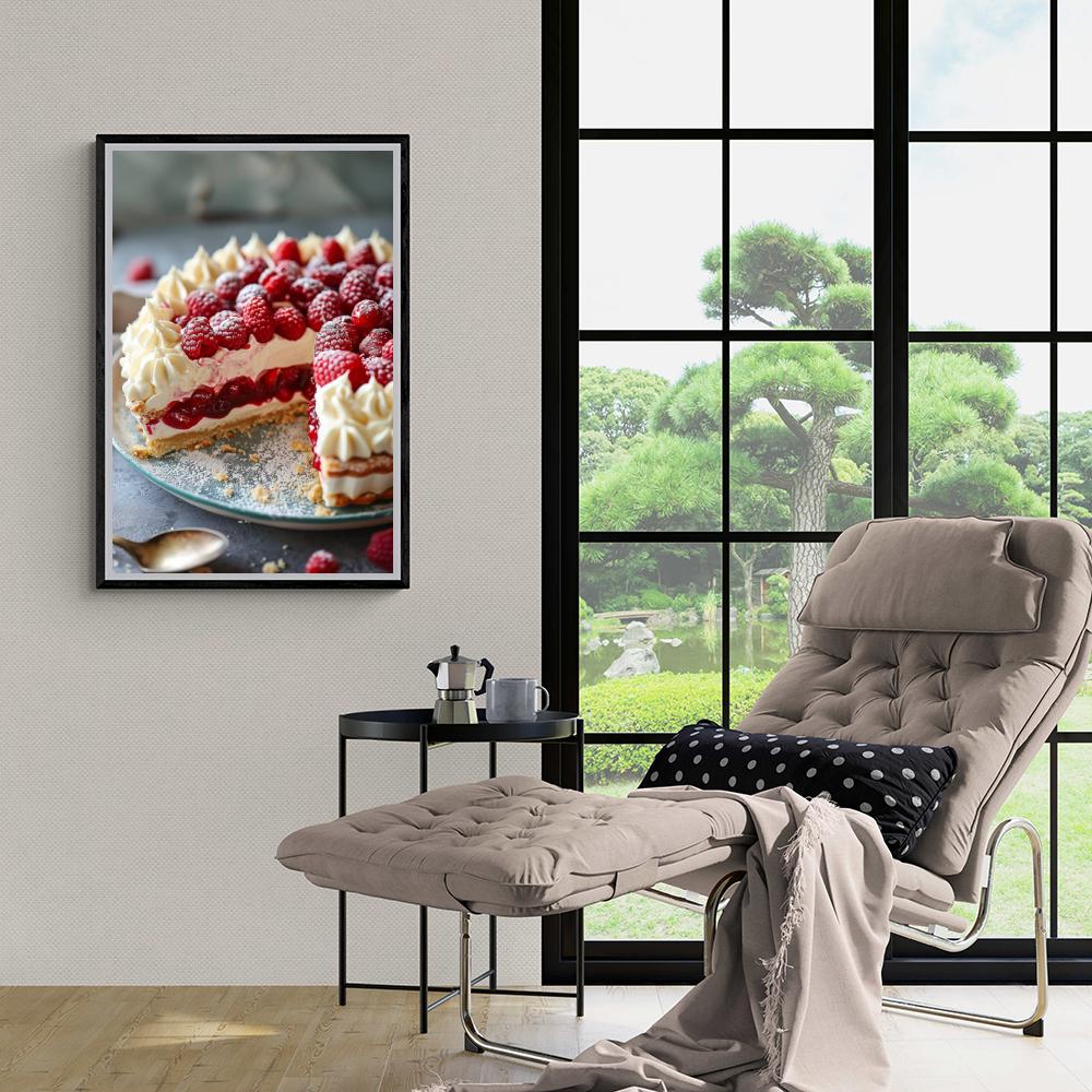 Tarta de Frambuesas en un interior