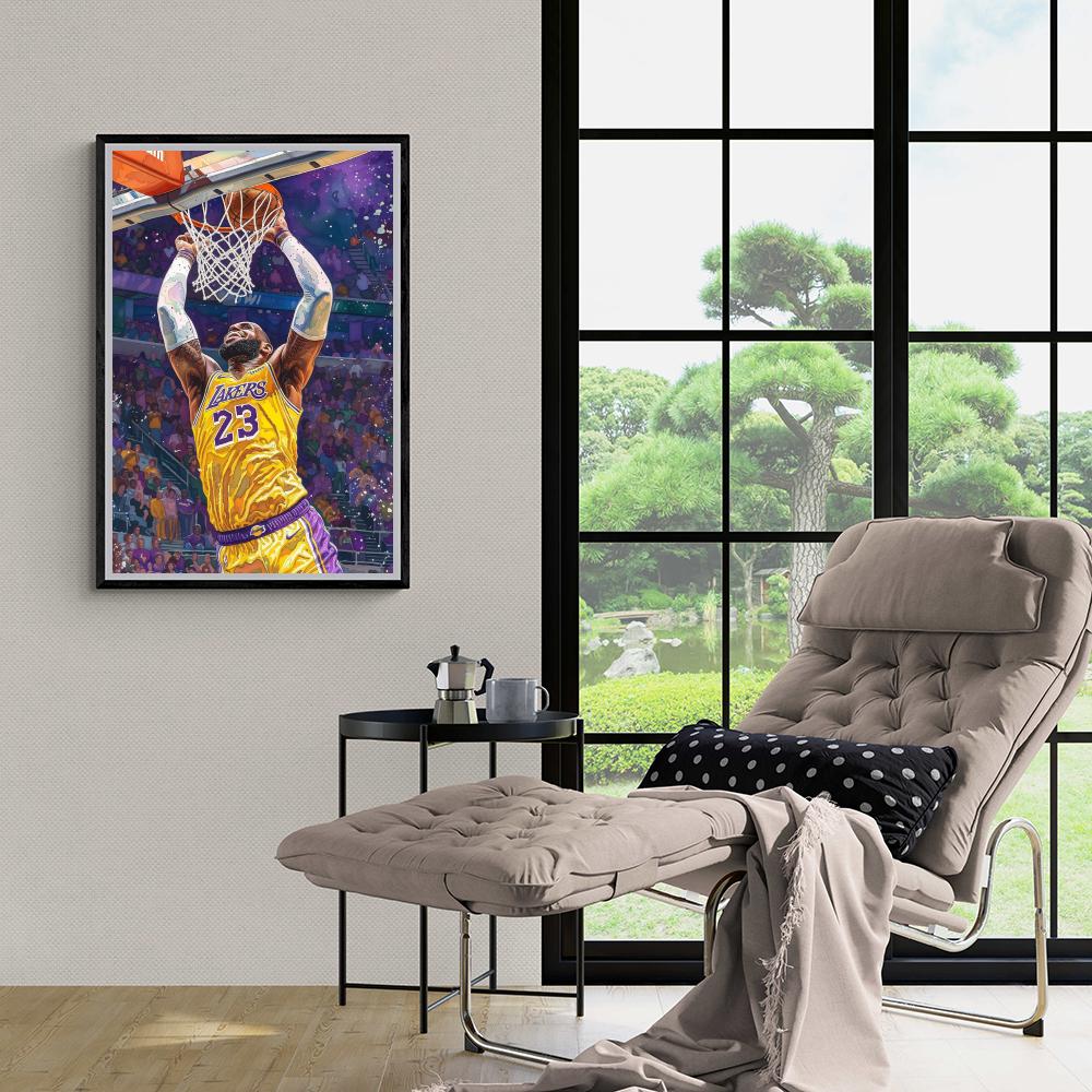 LeBron James Lakers en un interior
