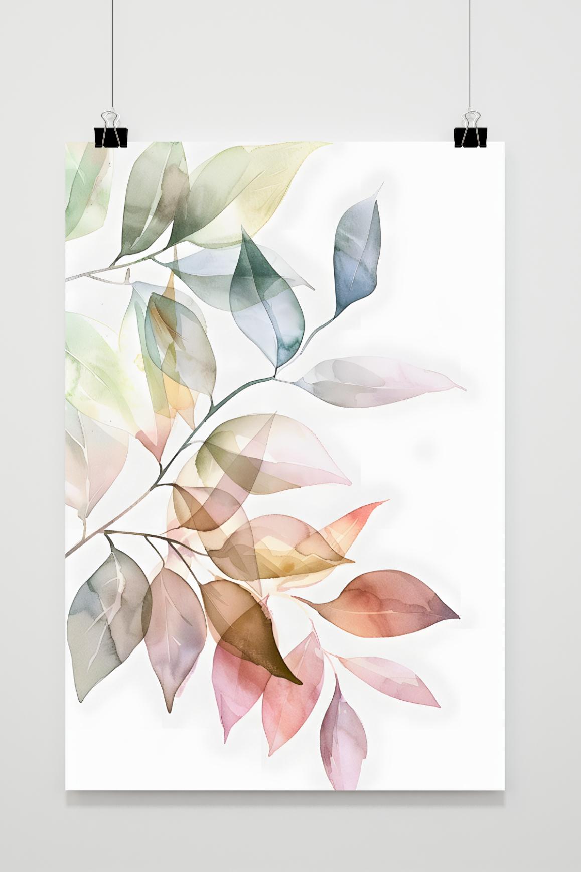 Affiche Feuilles Aquarelle de 25 Artstreet