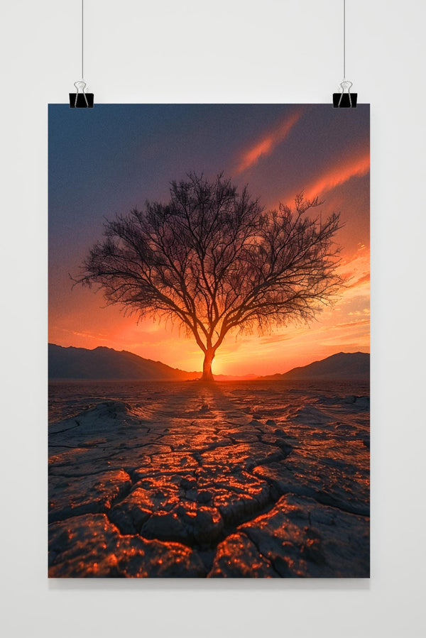 Zonsondergang Boom poster