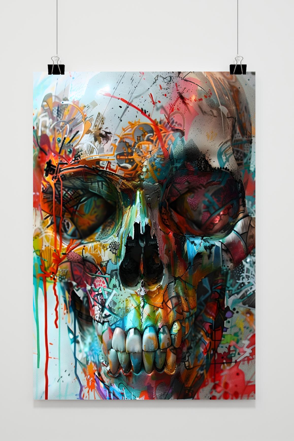 Affiche Crâne Coloré de 25 Artstreet