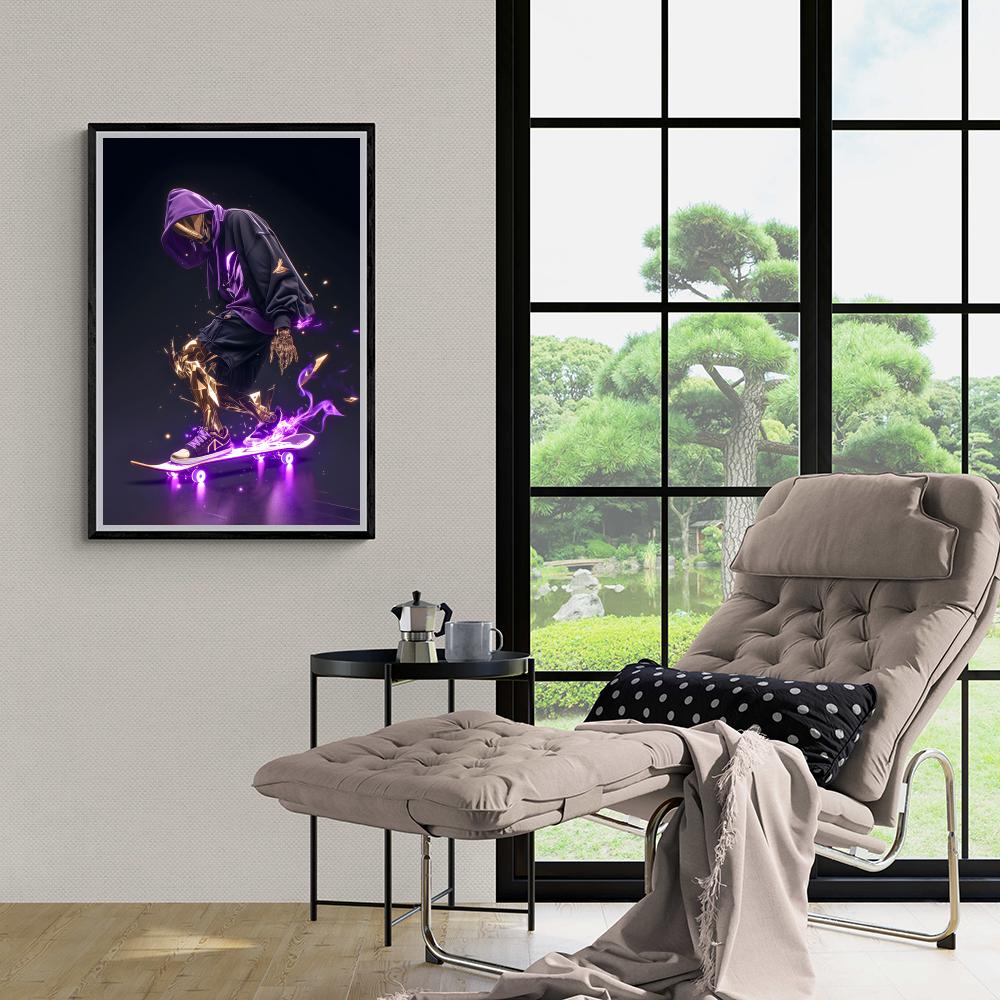 Skateboarder dans un intérieur