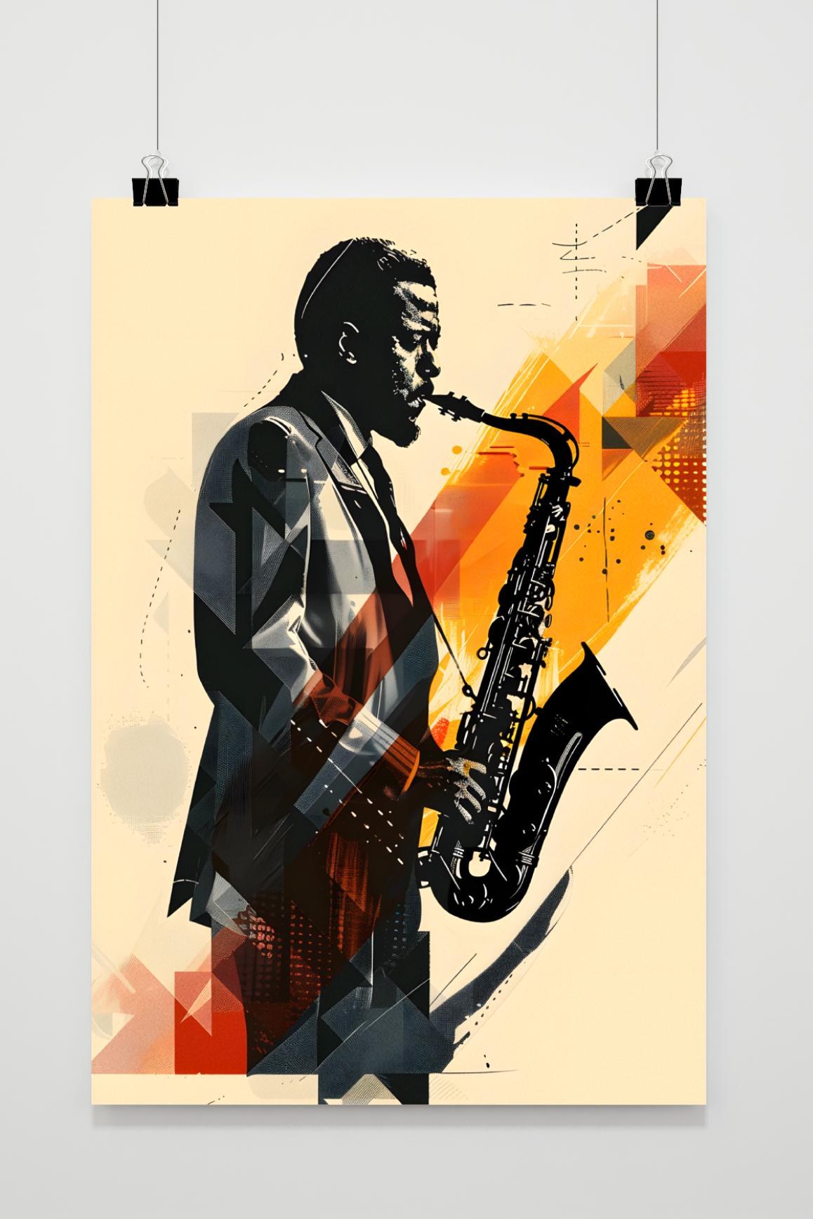 Affiche Saxophone Noir de 25 Artstreet