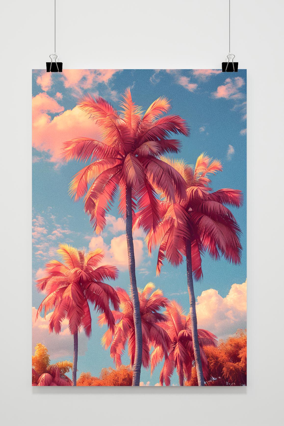 Affiche Palmiers Roses de 25 Artstreet