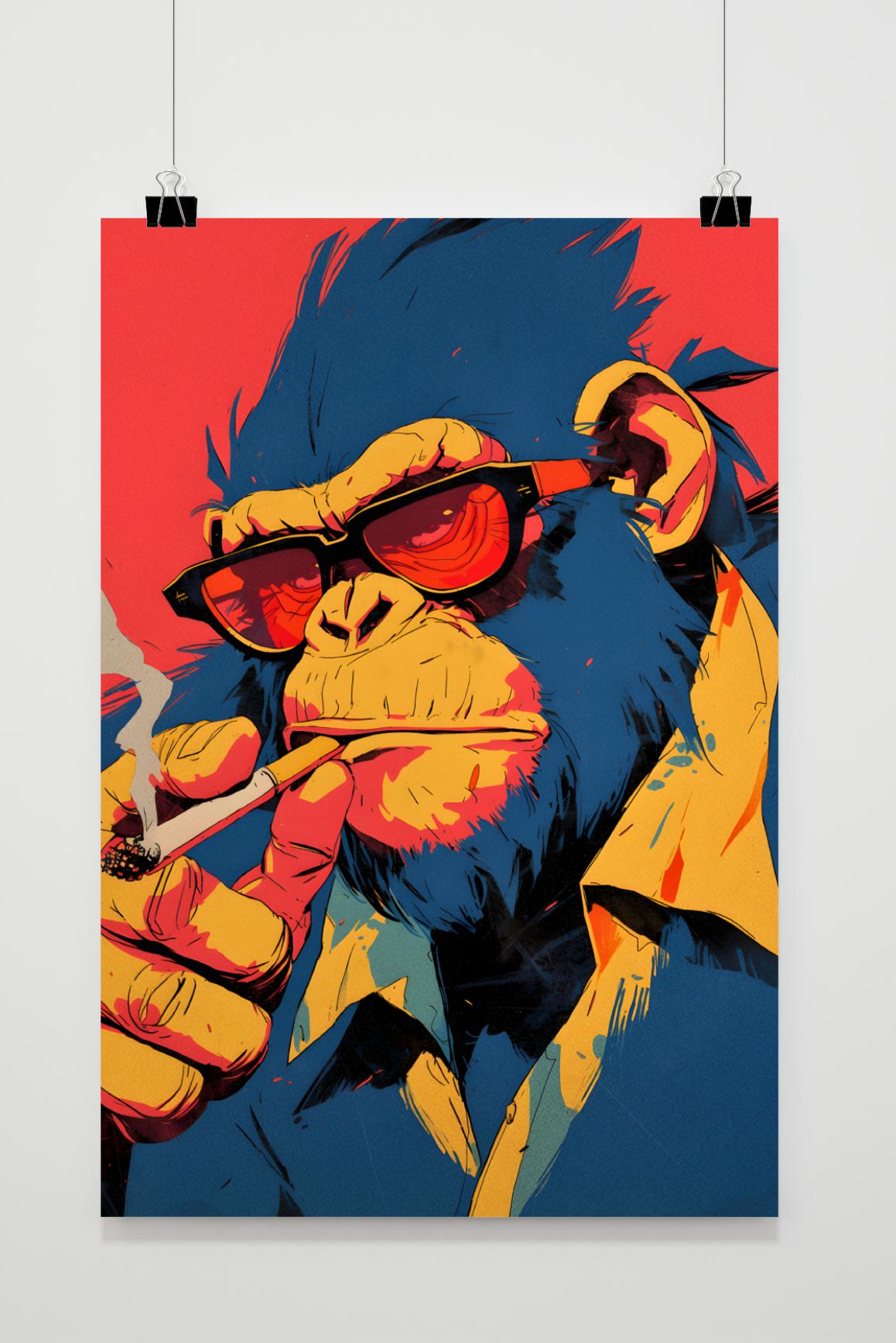 Affiche Singe Cigarette de 25 Artstreet