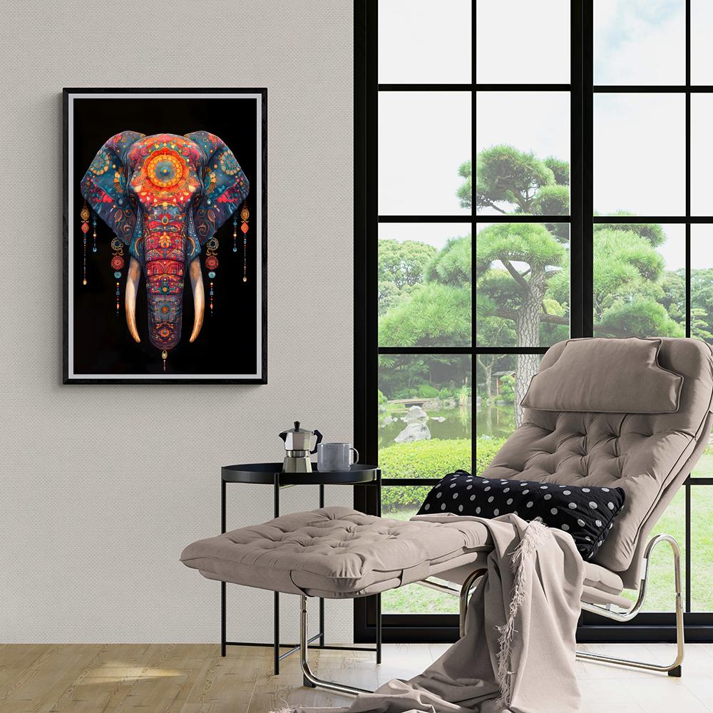 Mandala Éléphant dans un intérieur