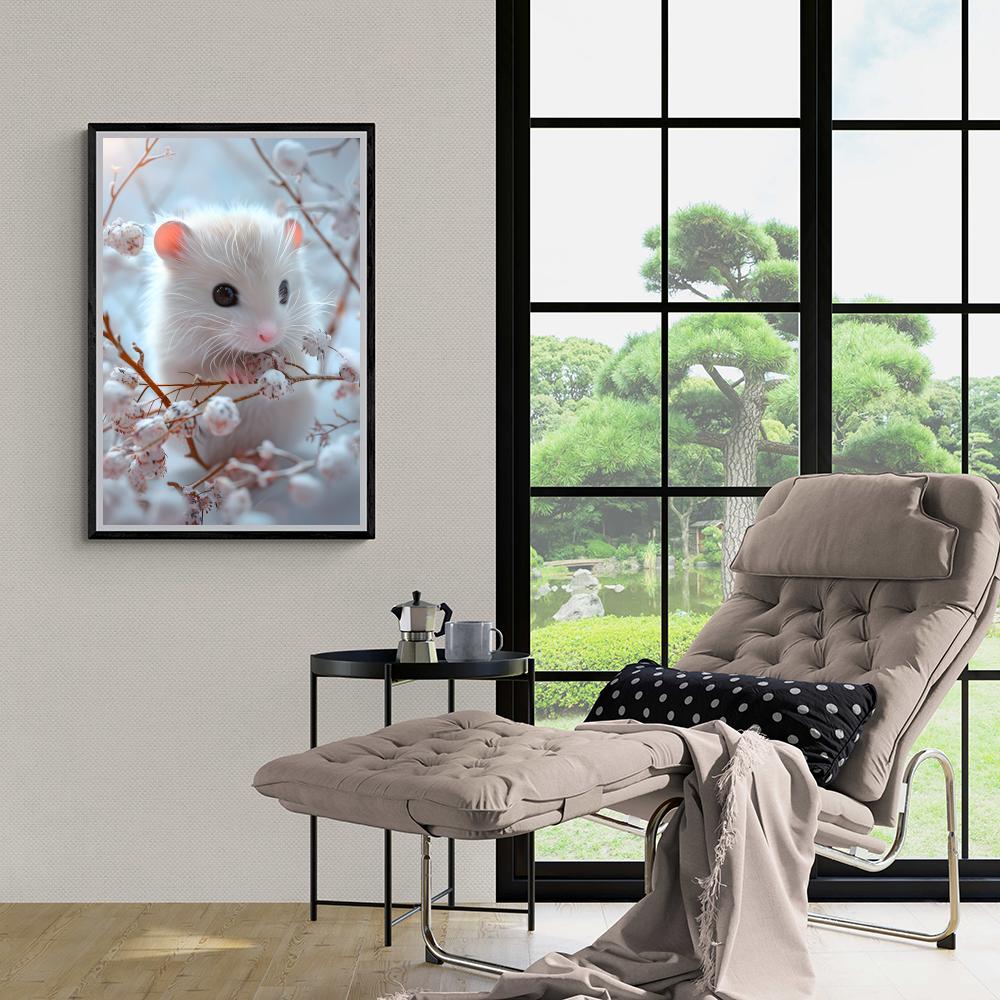 Ratón Blanco en un interior