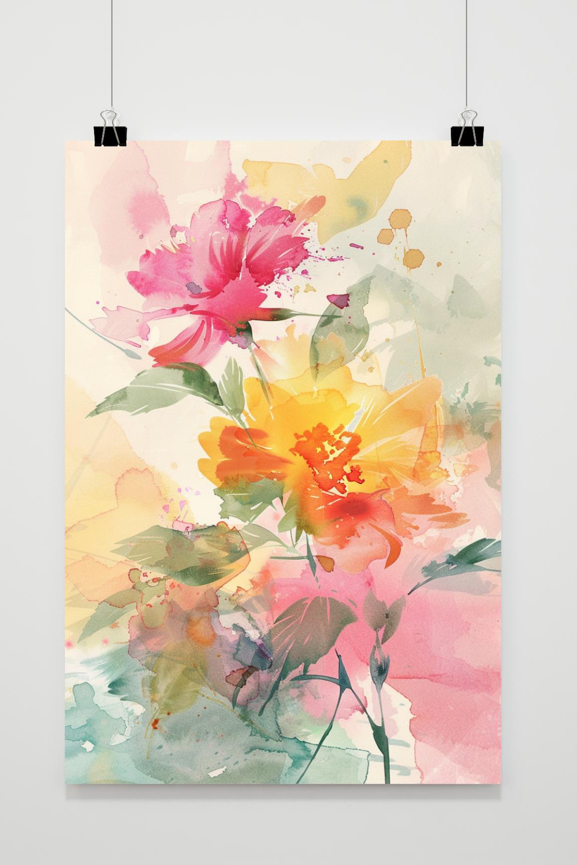 Affiche Fleurs à l'Aquarelle de 25 Artstreet