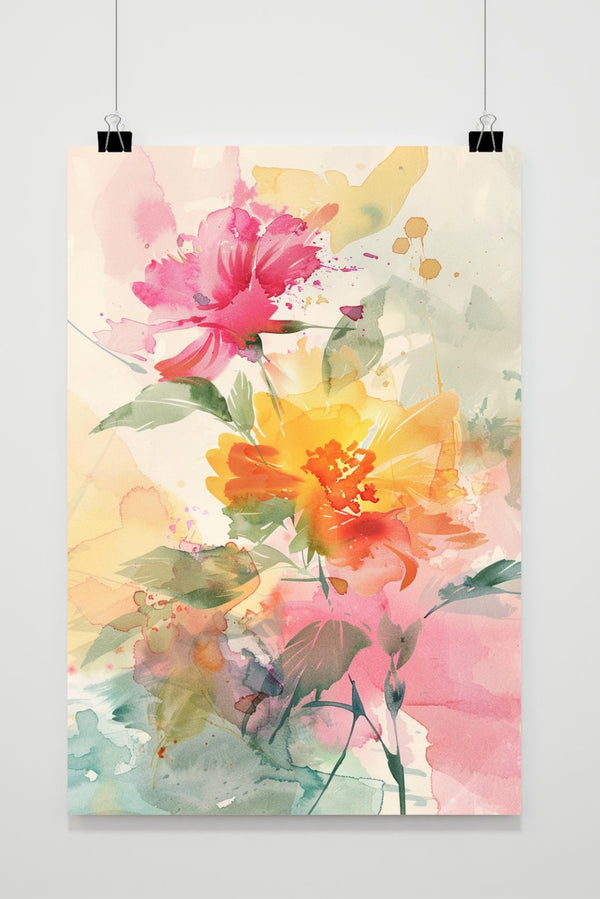 Póster Flores de Acuarela