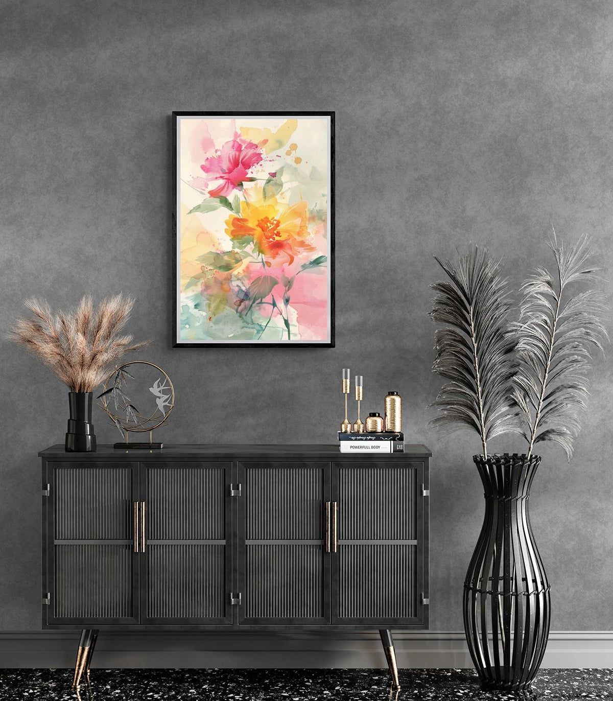 Fleurs à l'Aquarelle dans un intérieur