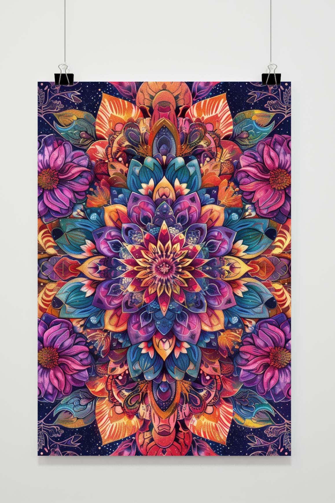 Affiche Fleur Mandala Coloré de 25 Artstreet