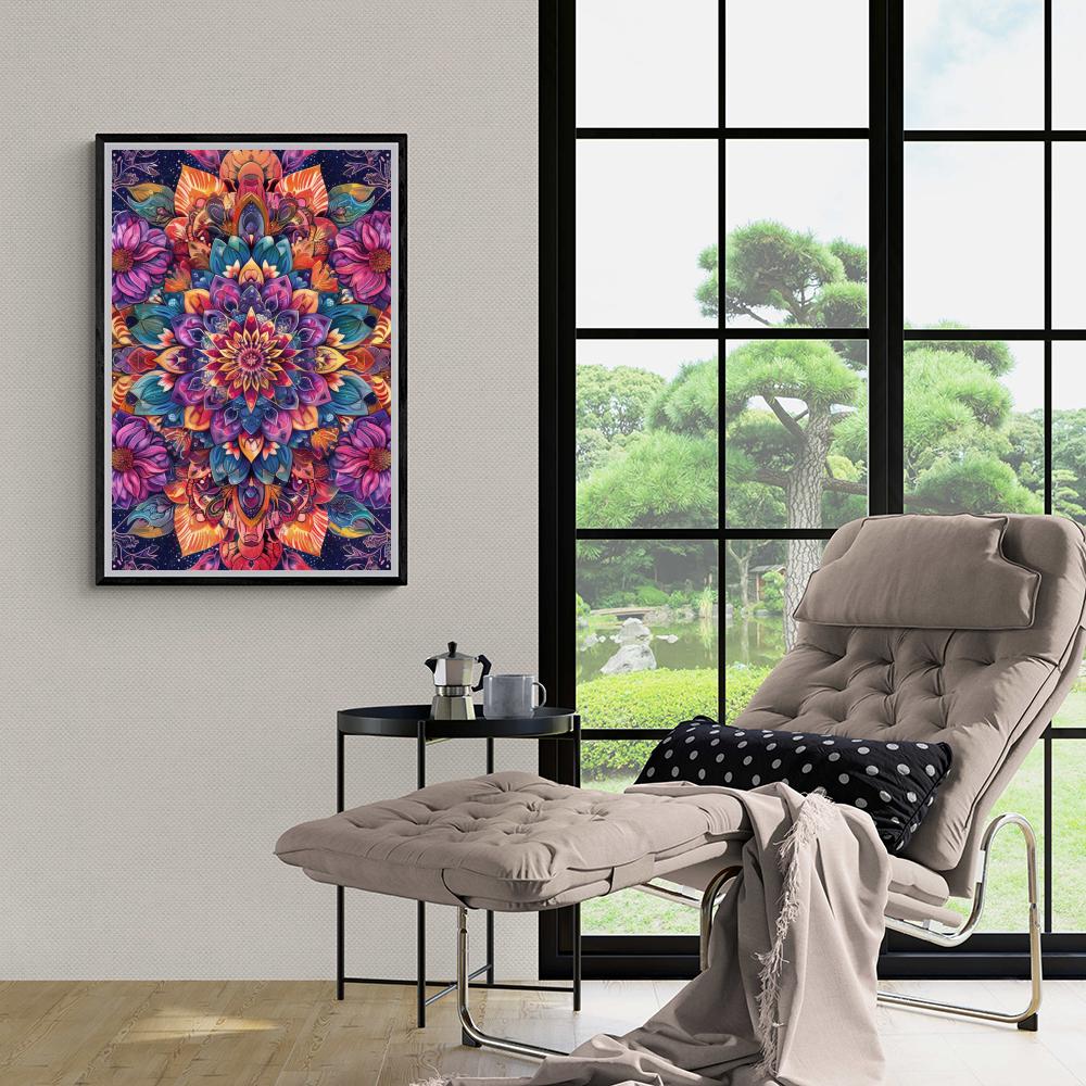 Fleur Mandala Coloré dans un intérieur