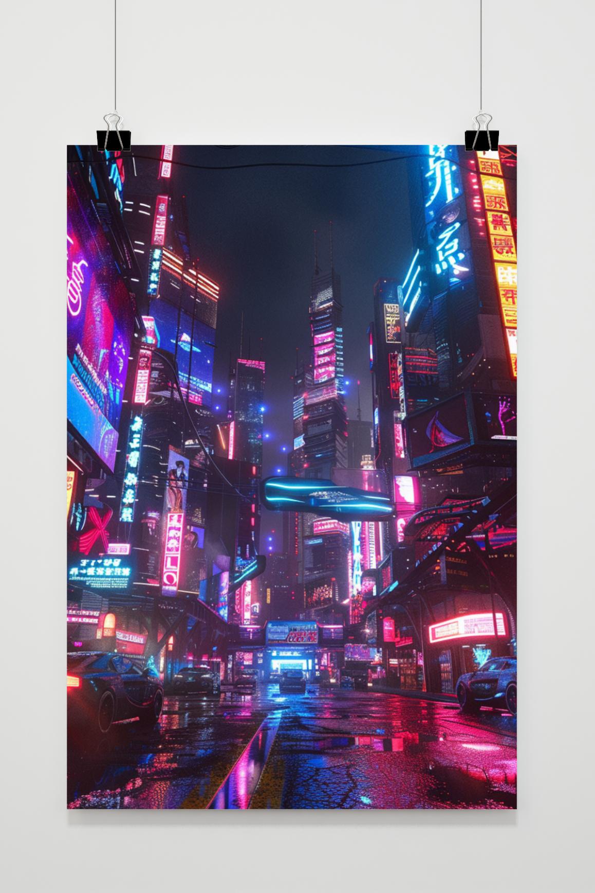 Affiche Cyberpunk Néon Ville de 25 Artstreet