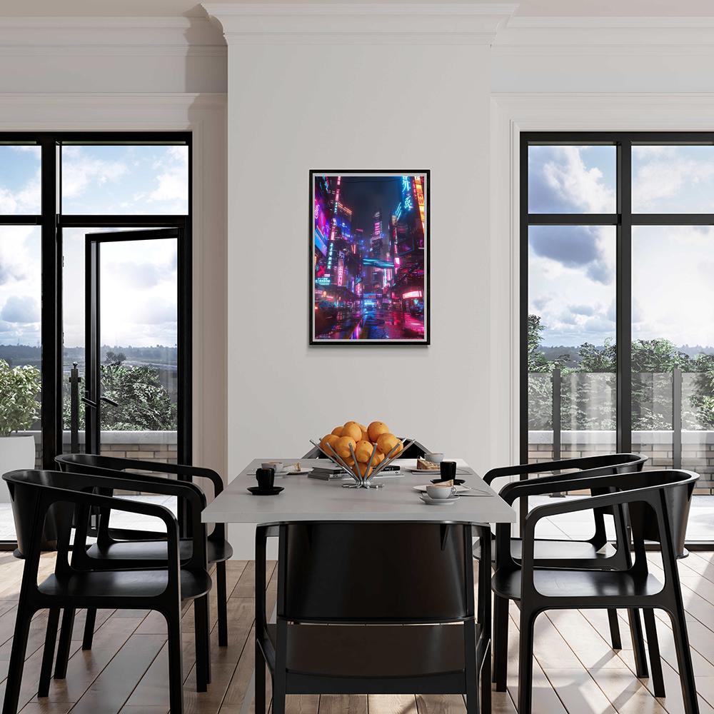 Cyberpunk Néon Ville dans un intérieur