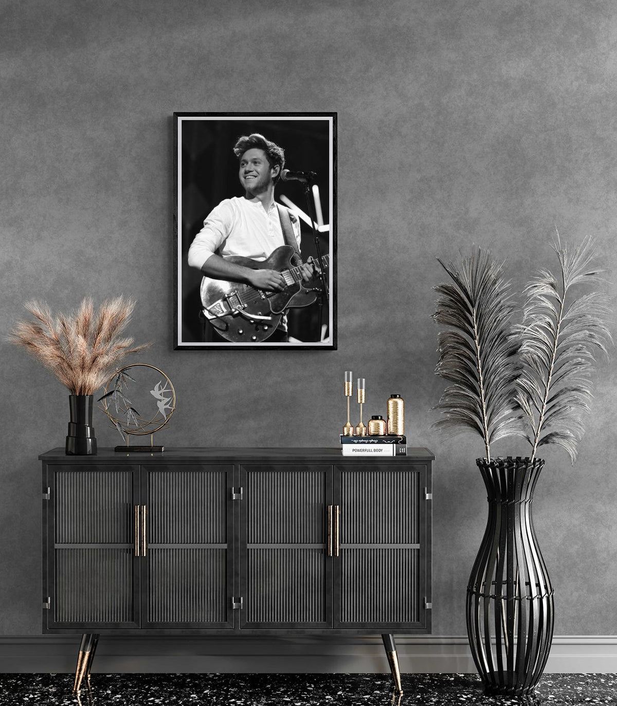 Niall Horan Noir et Blanc dans un intérieur
