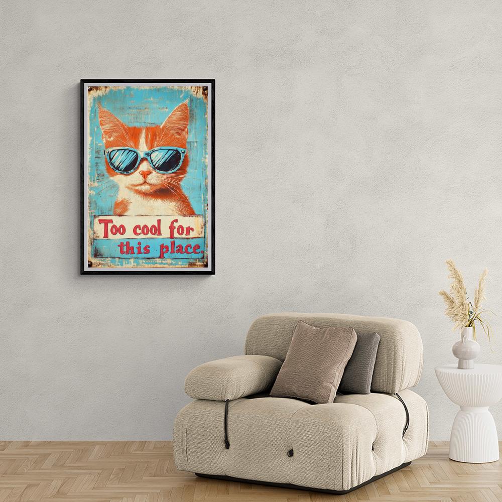 Chat Vintage Texte dans un intérieur