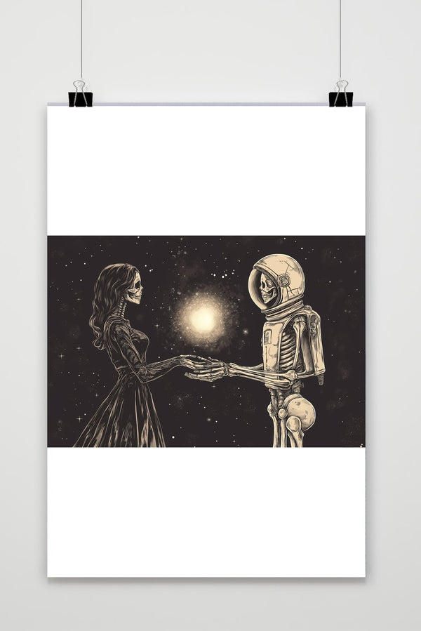 Affiche Squelette Couple Astronaute