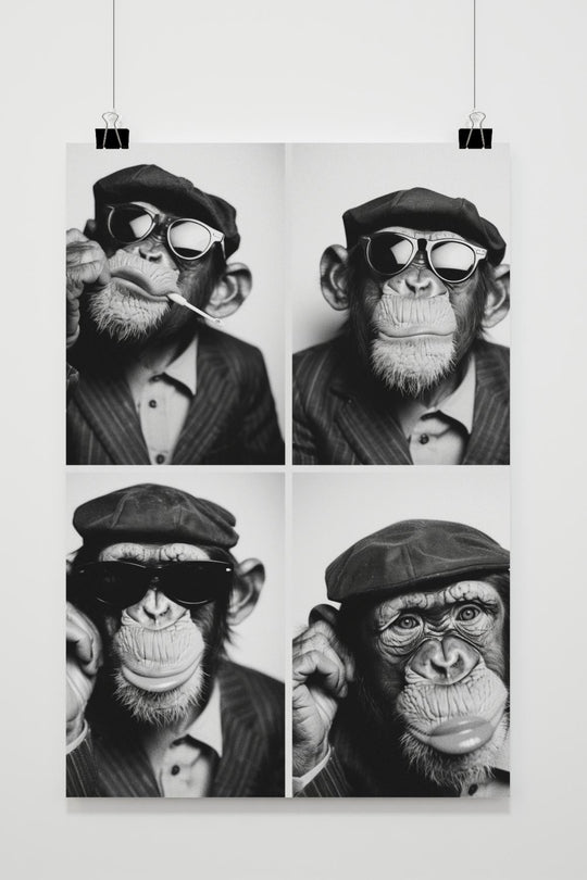 Monkey in Suit Black and White