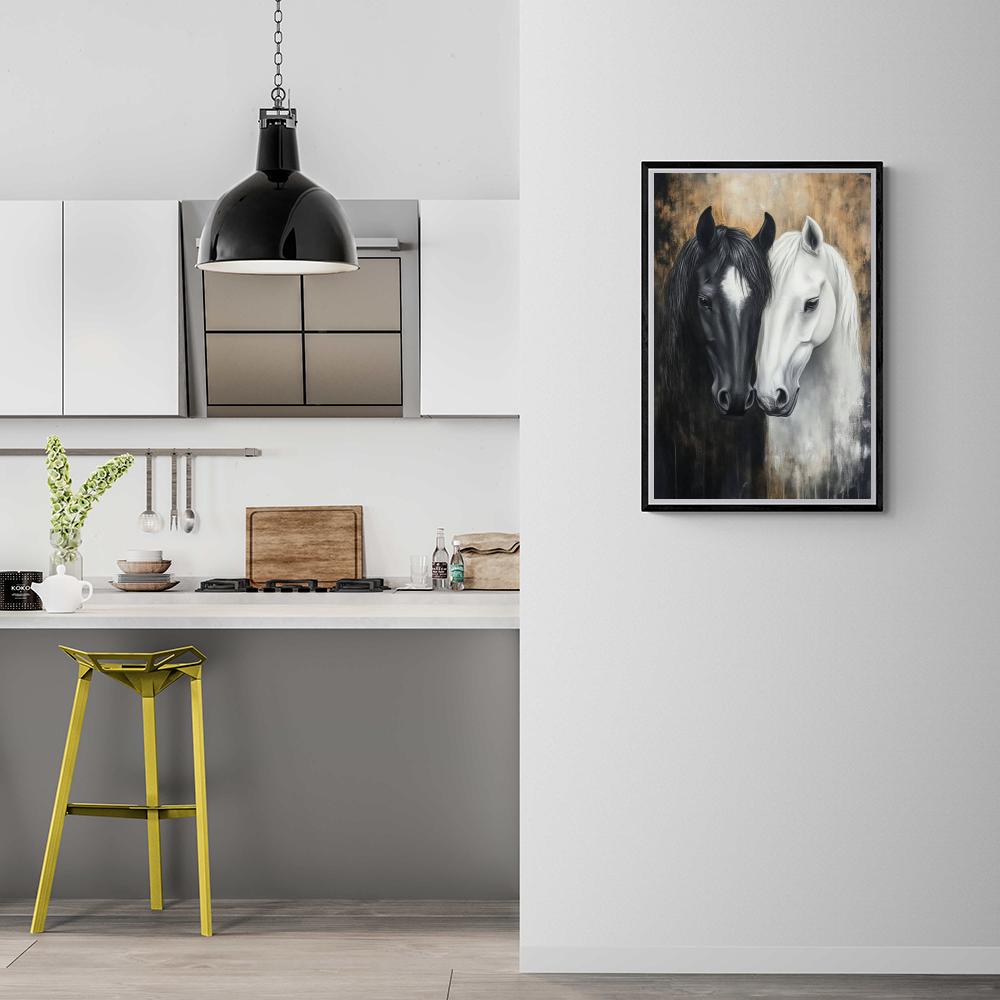 Couple de Chevaux dans un intérieur