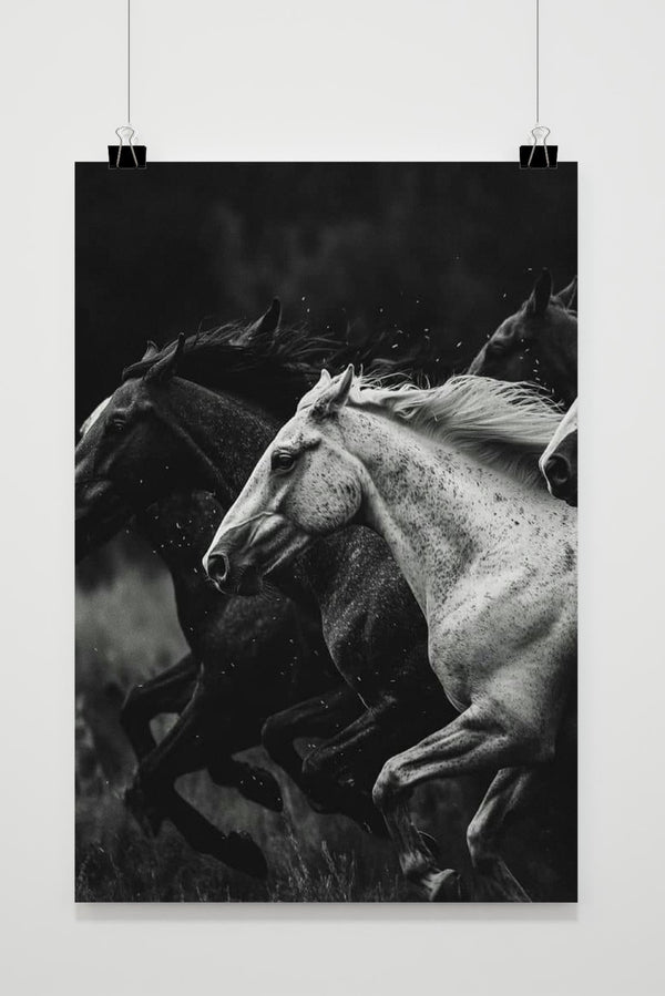 Paarden Zwart-Wit poster