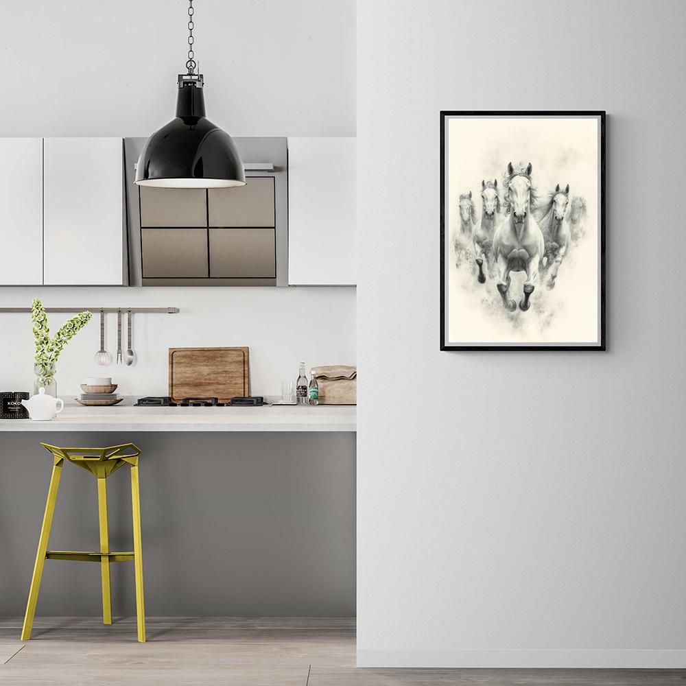 Chevaux au Galop dans un intérieur