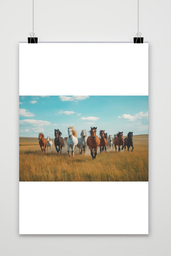 Póster Caballos al Galope en el Campo