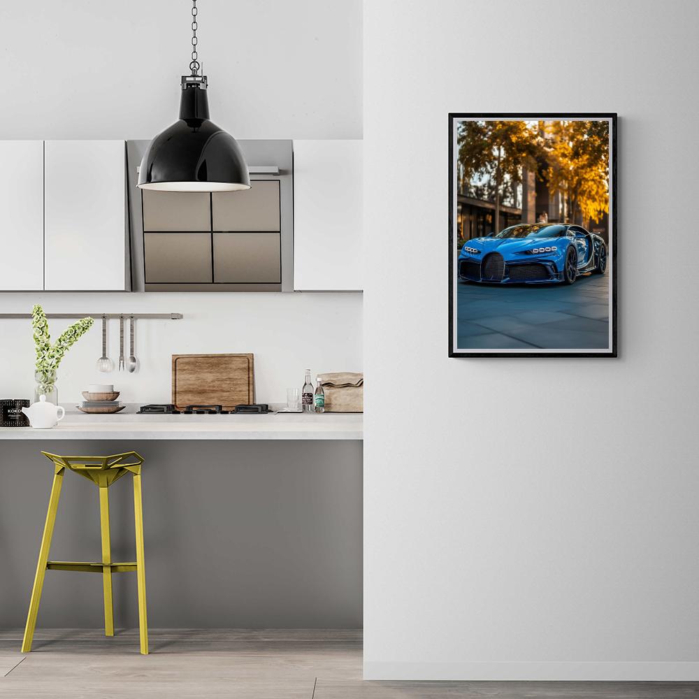Bugatti Bleue dans un intérieur