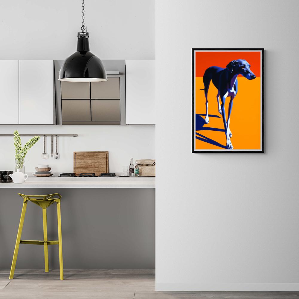 Galgo en un interior