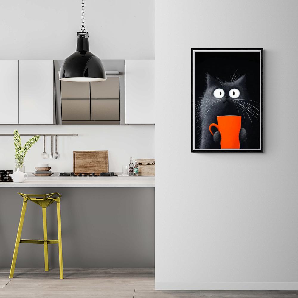 Chat et Café dans un intérieur