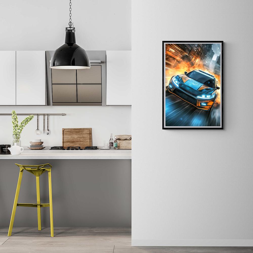 Voiture de Sport à Grande Vitesse dans un intérieur