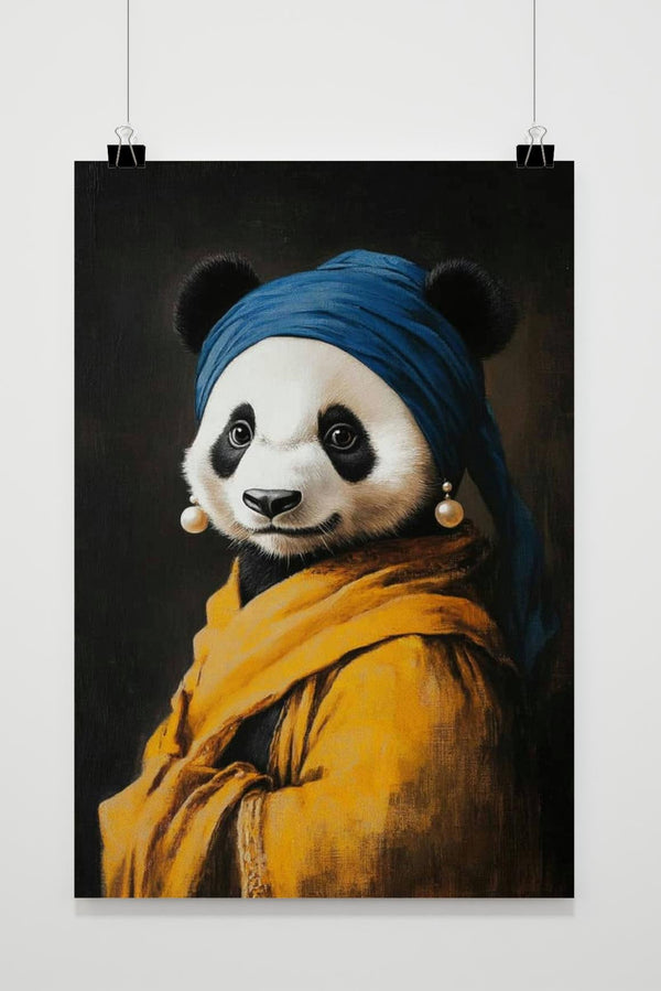 Panda Mädchen mit dem Perlenohrring Poster