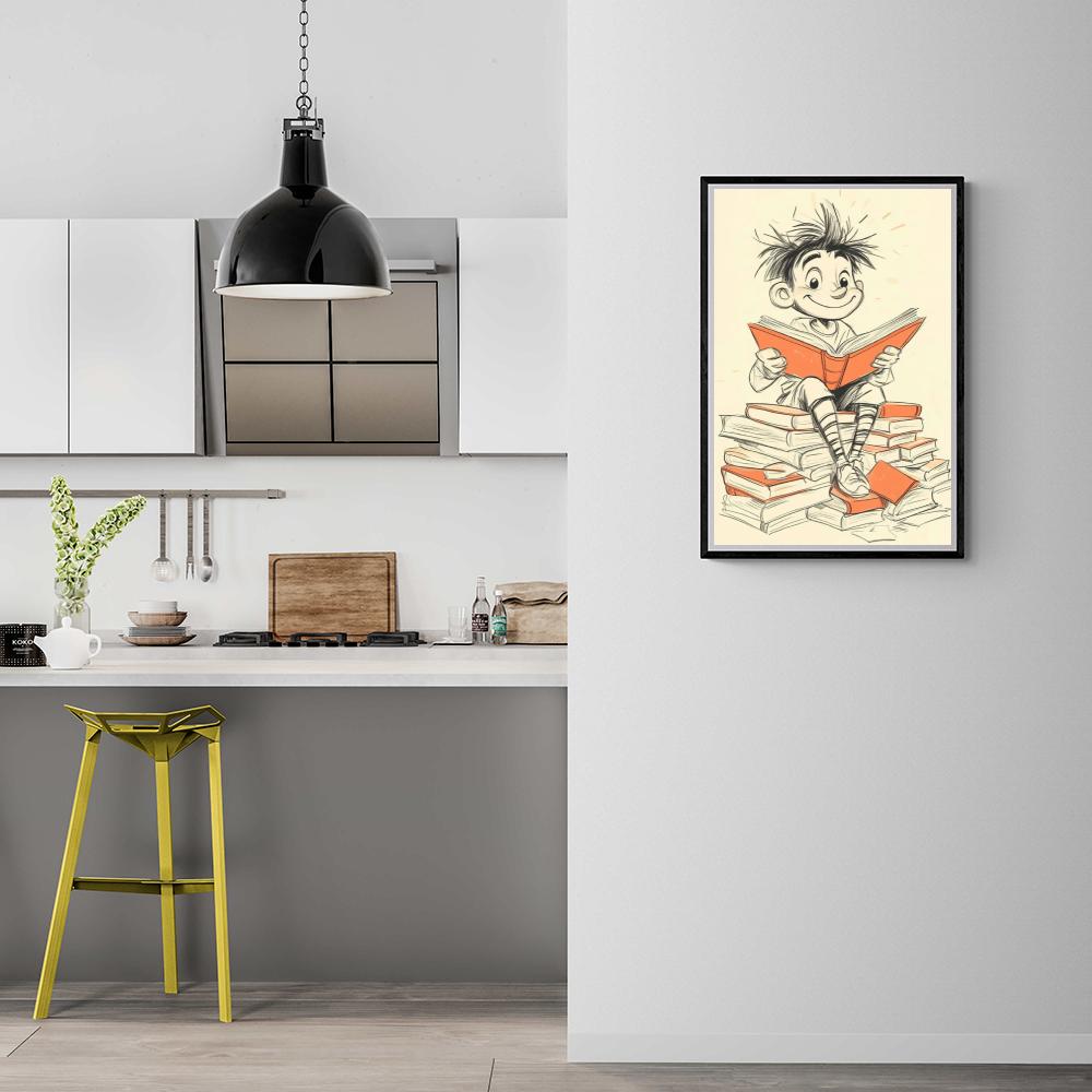 Garçon qui Lit dans un intérieur