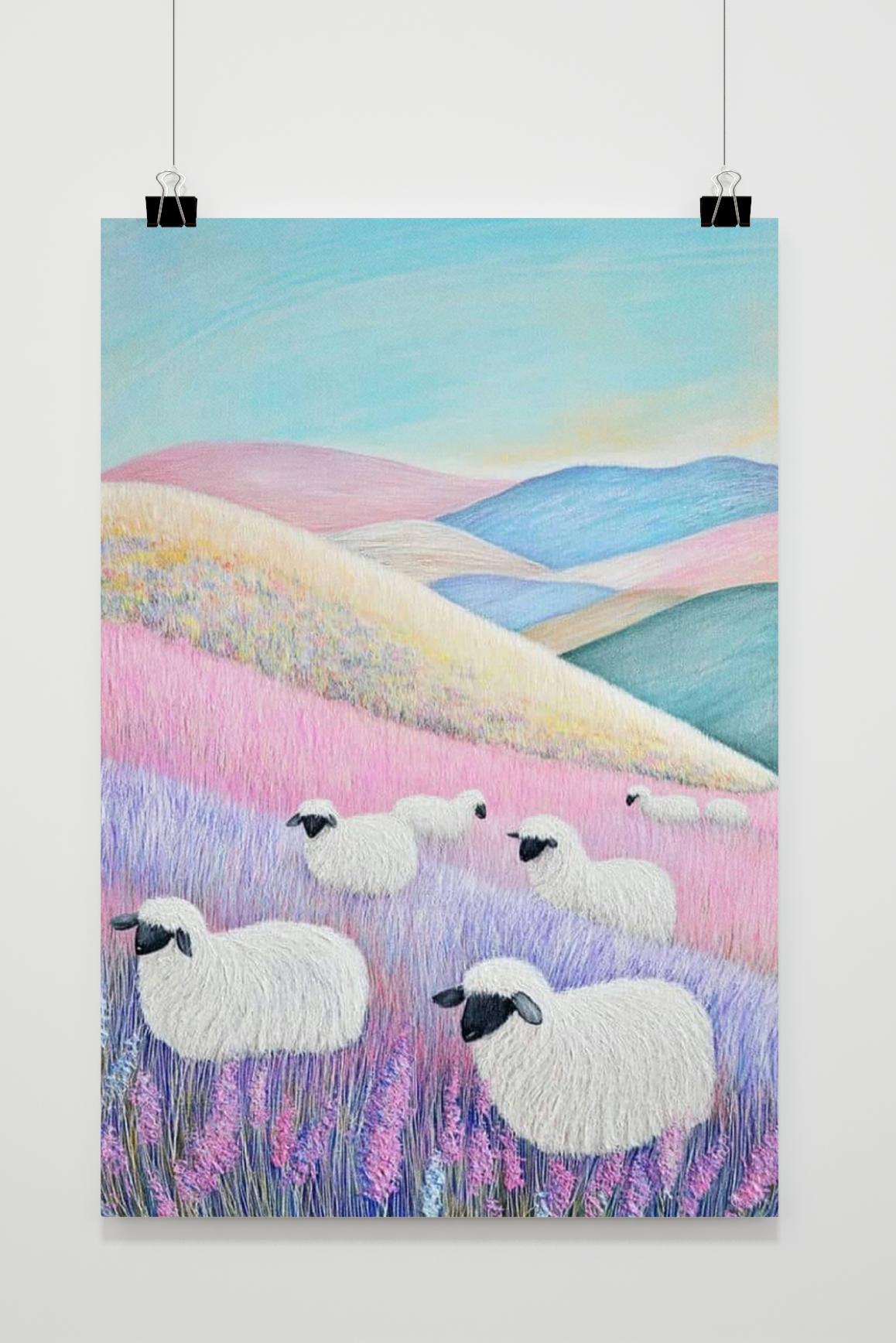 Affiche Moutons dans un Champ de 25 Artstreet