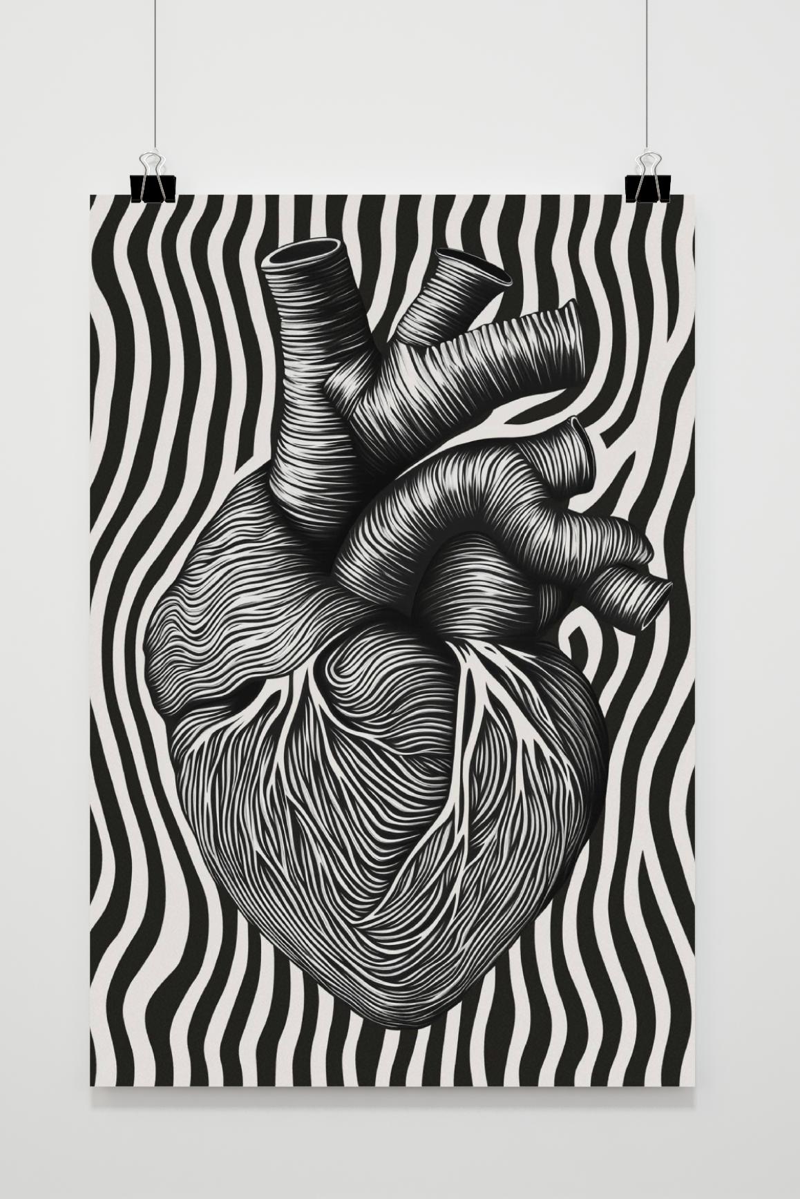 Affiche Cœur Rayures de 25 Artstreet