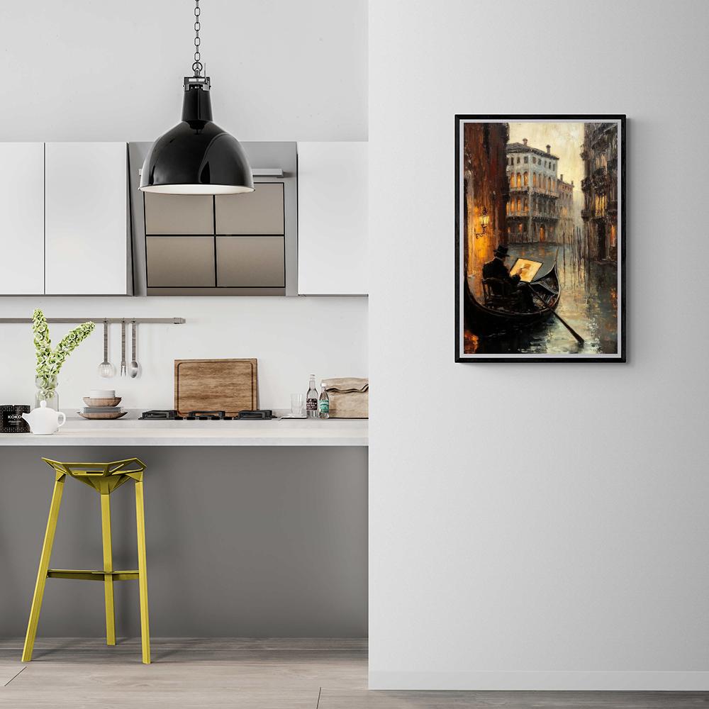 Gondole en Aquarelle dans un intérieur